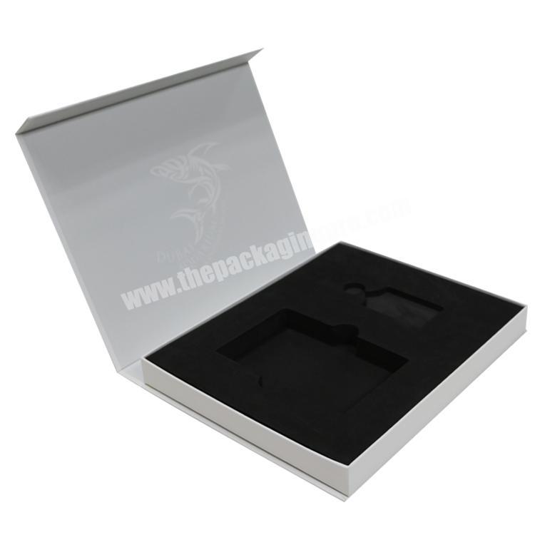 custom book shaped gift paper box packaging with velvet blister tray
