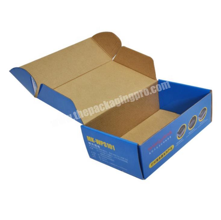 Custom brand logo printed blue foldable portable kraft paper mens shoe box
