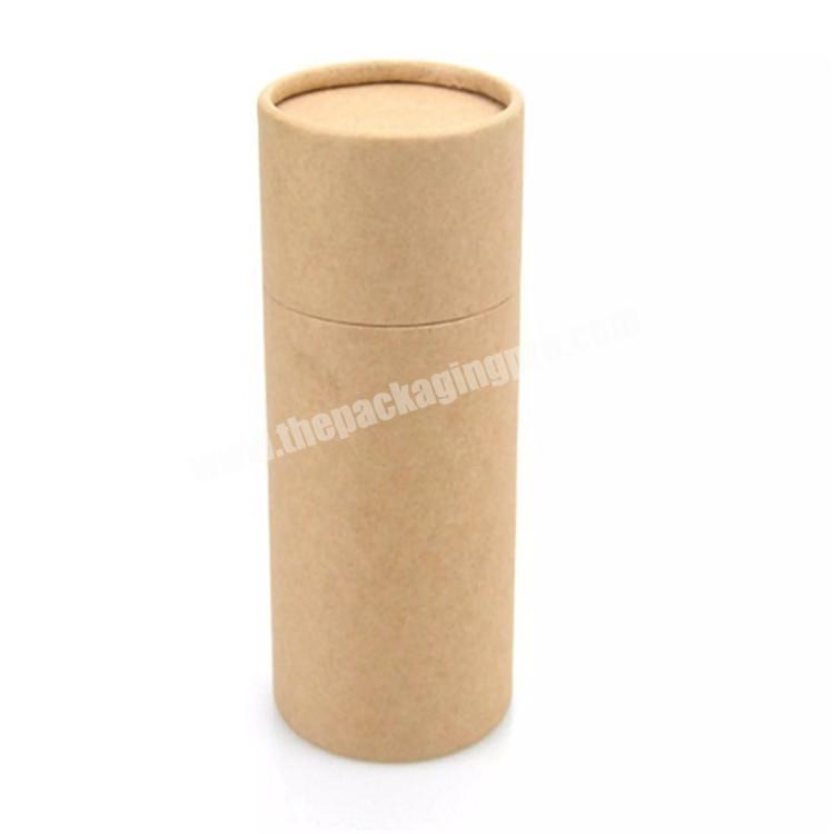 Custom Brown Empty Hot Stamping Cylinder Kraft Paper Packaging Tube With Metal Lid