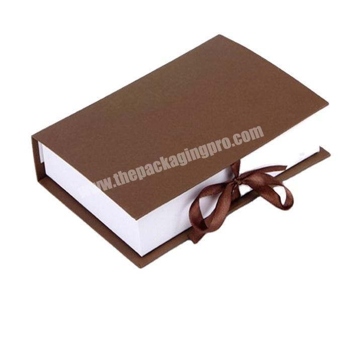Custom brown magnetic packaging boxes custom logo with magnetic closure box for wig shoe with ribbon