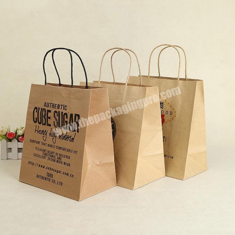 Custom brown printed Kraft paper bag with handle in Guangzhou