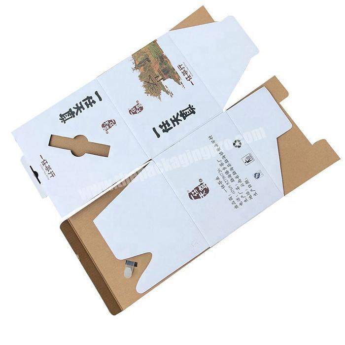 Custom cardboard corrugated paper packaging box with plastic carry handle