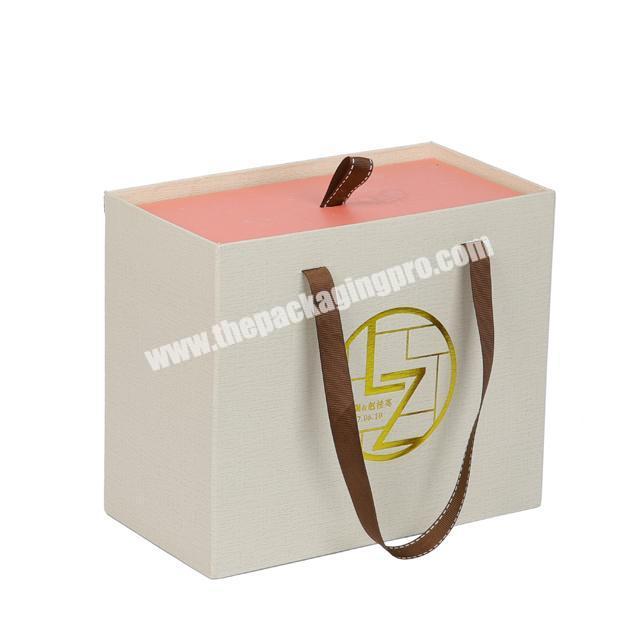 custom cardboard gift packaging drawer box with handle
