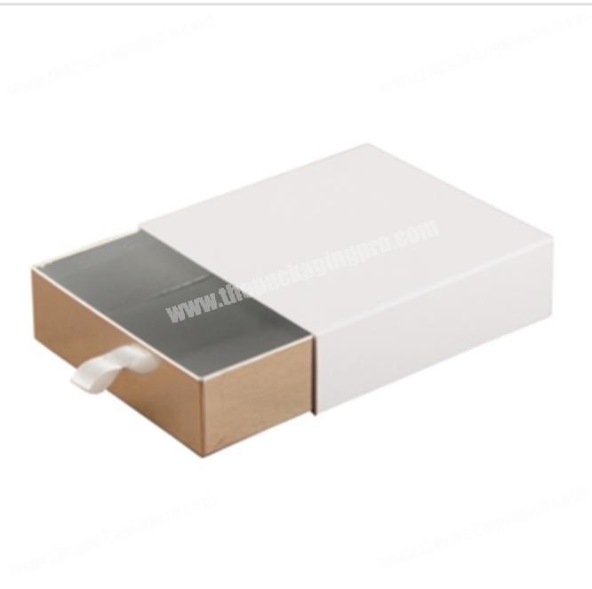 Custom cardboard luxury matchbox type slide drawer packaging boxes with ribbon