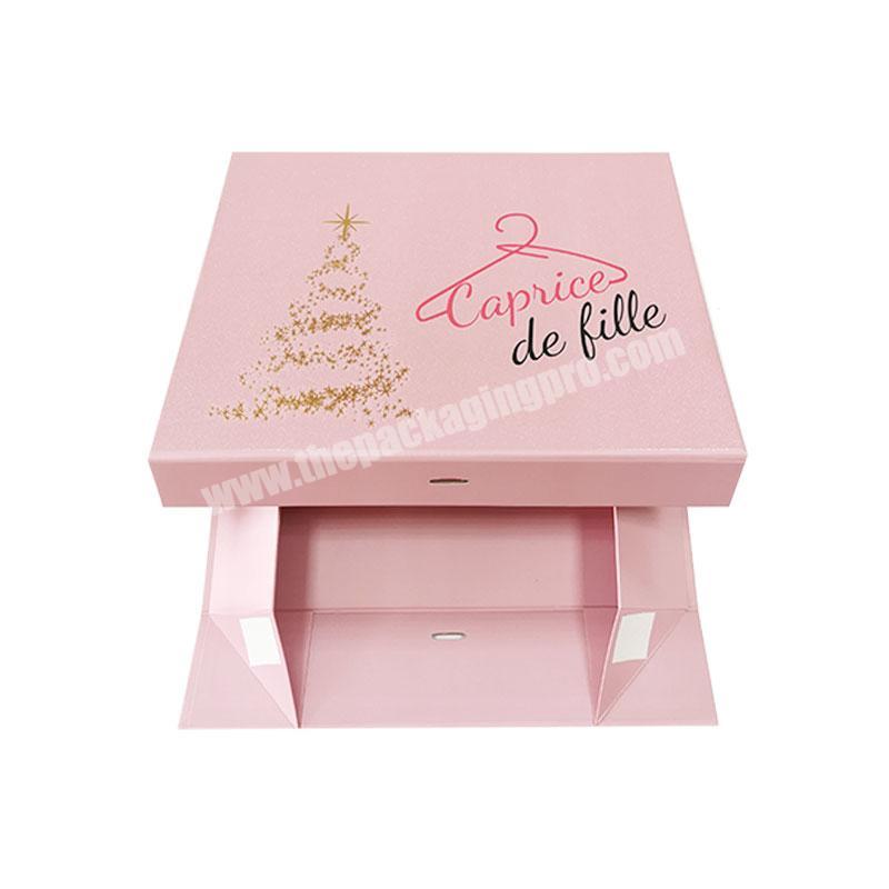Custom cardboard magnetic book shape box Christmas tree UV print logo bx with ribbon