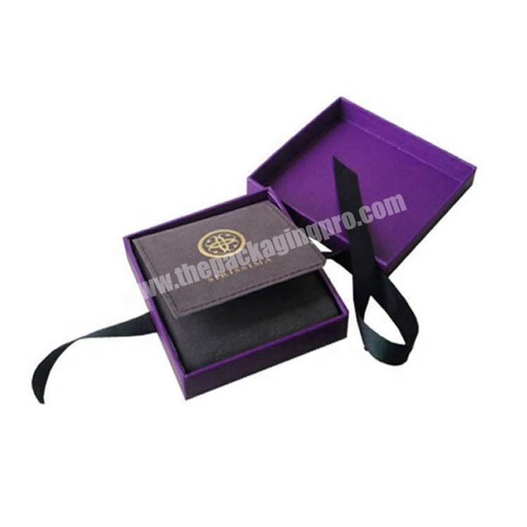 Custom cardboard packing paper jewellery gift box with pouch