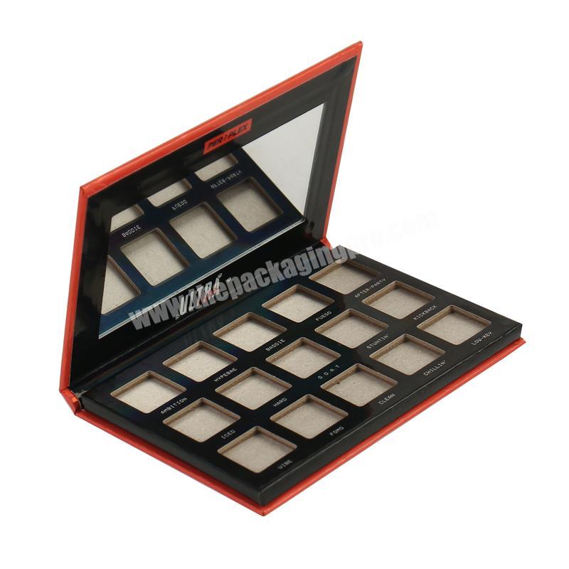 Custom Cardboard Paper Empty Cosmetic Pan Palette Magnetic Packaging Eyeshadow Box With Mirror