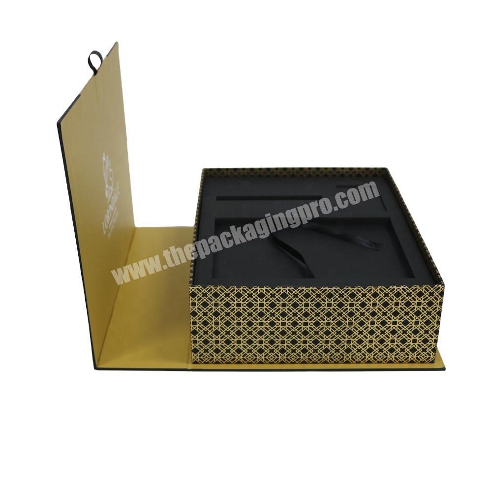 Custom Cardboard Paper Folding rigid box Magnetic closure Gold Stamping Gift Packaging Box