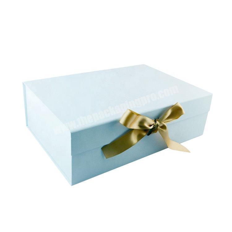 Custom Cardboard Paper Packaging Magnetic Foldable Makeup Gift Box With Ribbon Closure