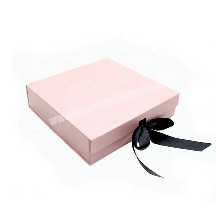 Custom Cardboard Paper Packaging Magnetic Jewelry Ring Gift Box With Ribbon Closure