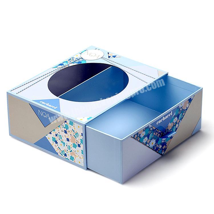Custom Cardboard Tie Slide Drawer Packaging Paper Box with pvc window