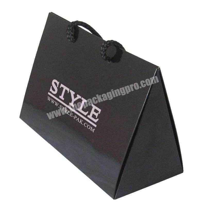 Custom carry bag printing luxury triangle paper bag for triangle shape items