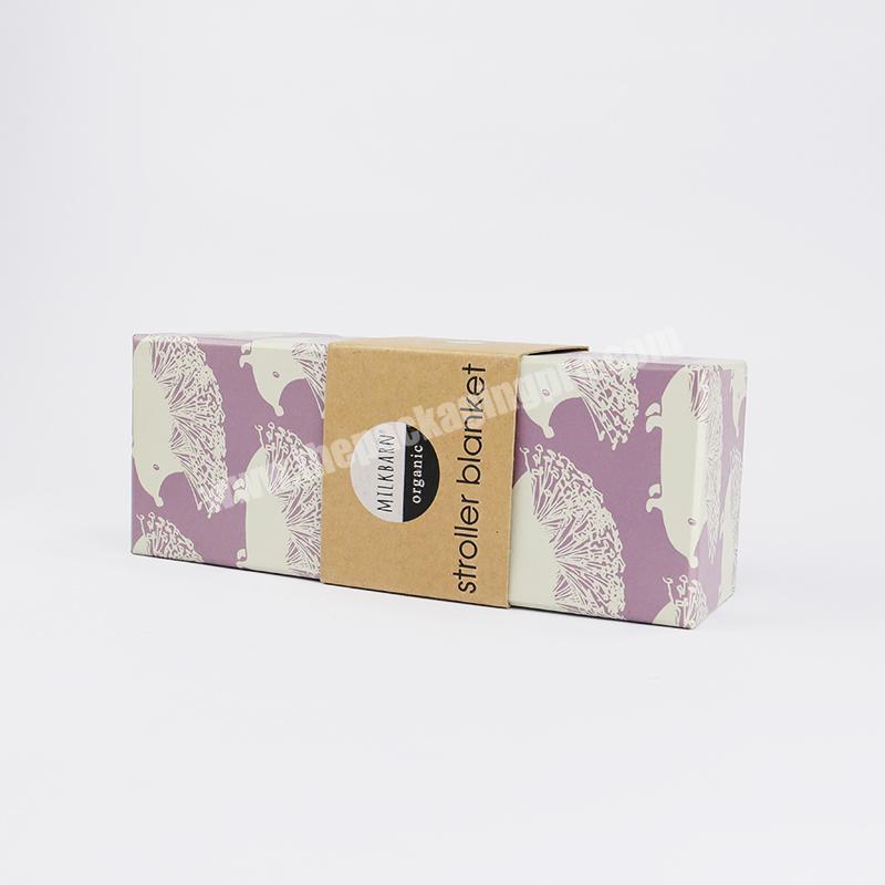 Custom Cartoon Logo Offset Printed  Blanket Bath Towel Packaging Gift Box Sturdy Cardboard Box Paper With Lid