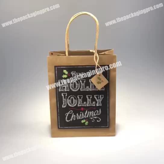 Custom Cheap High Quality  Brown Kraft Paper Bag with twist handle for shopping