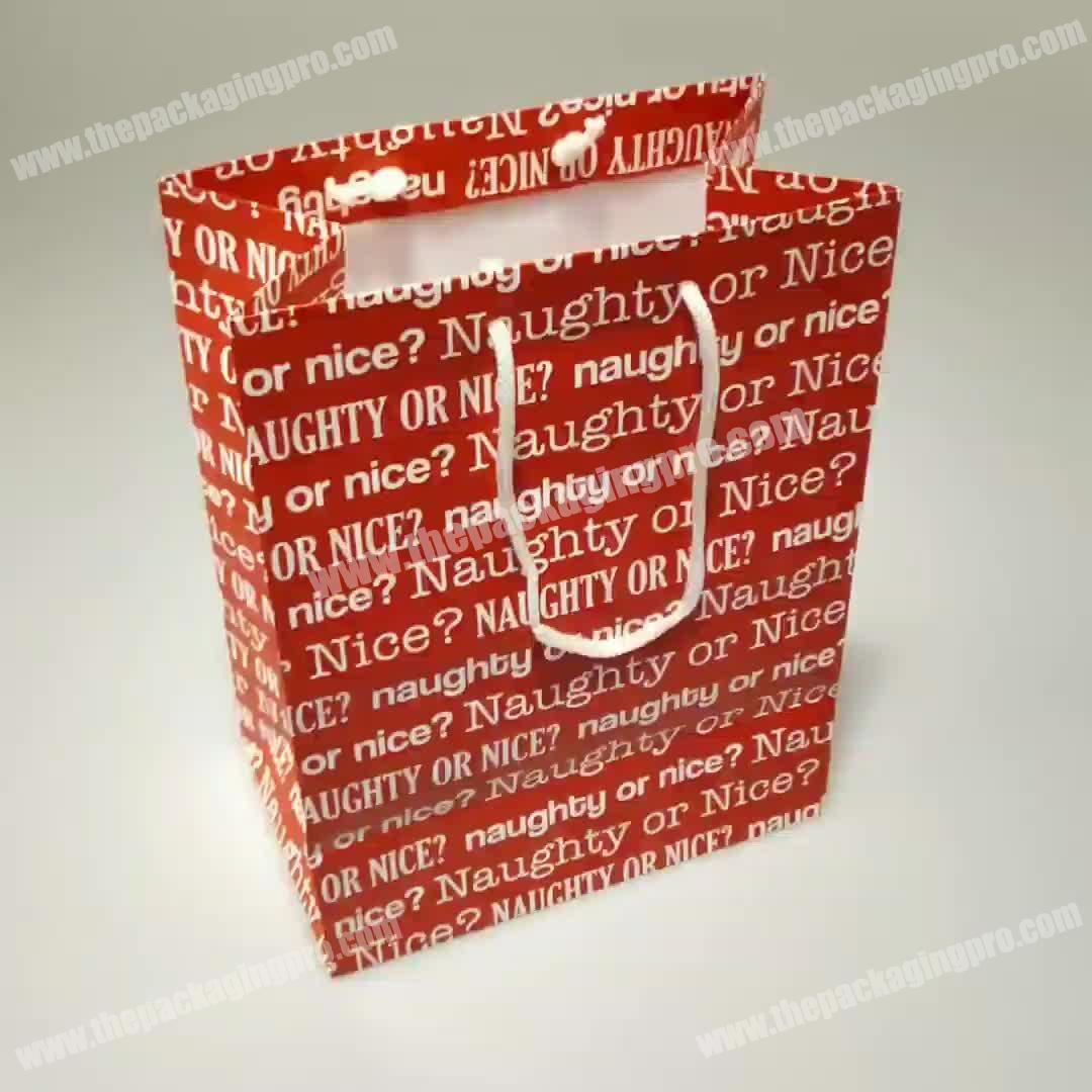 Custom China Manufacturer Printed Red Holiday Gift Packaging Christmas Gift Bags Shopping Paper Bags