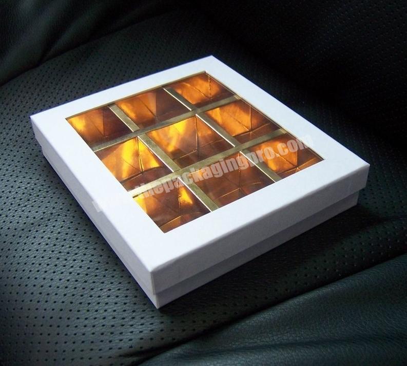 Custom chocolate box with divider and clear window paper type packaging box for display