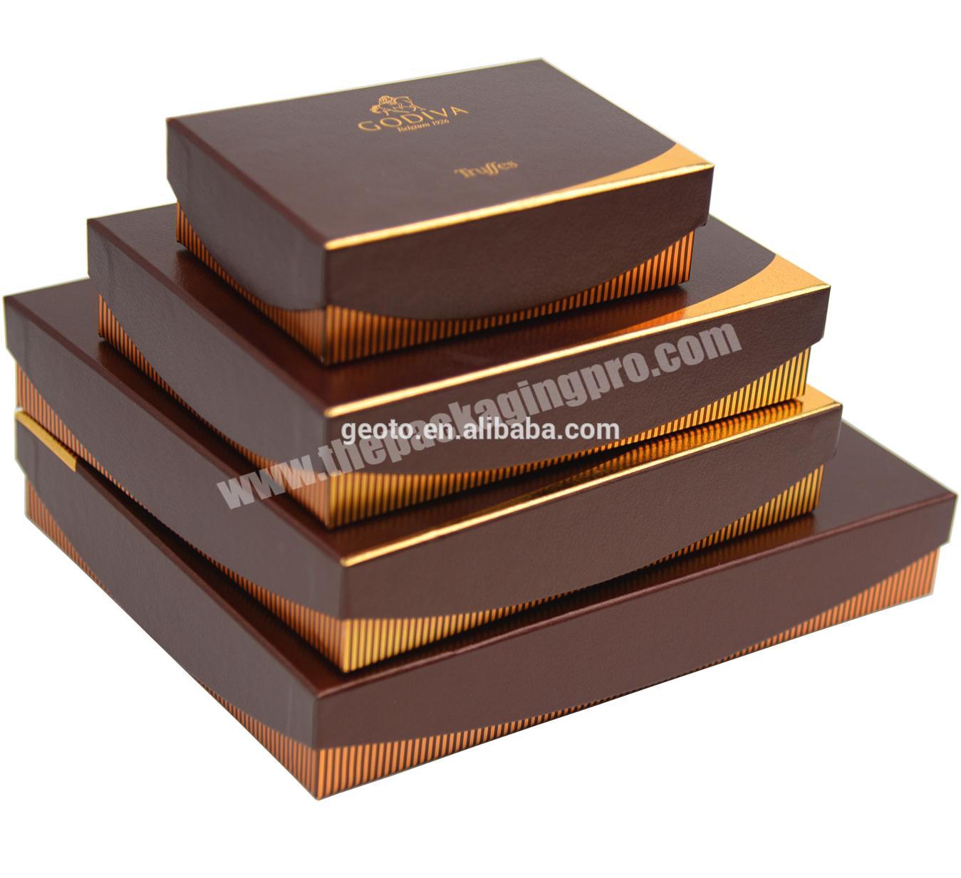 Custom chocolate packaging cardboard lid and base box with paper insert