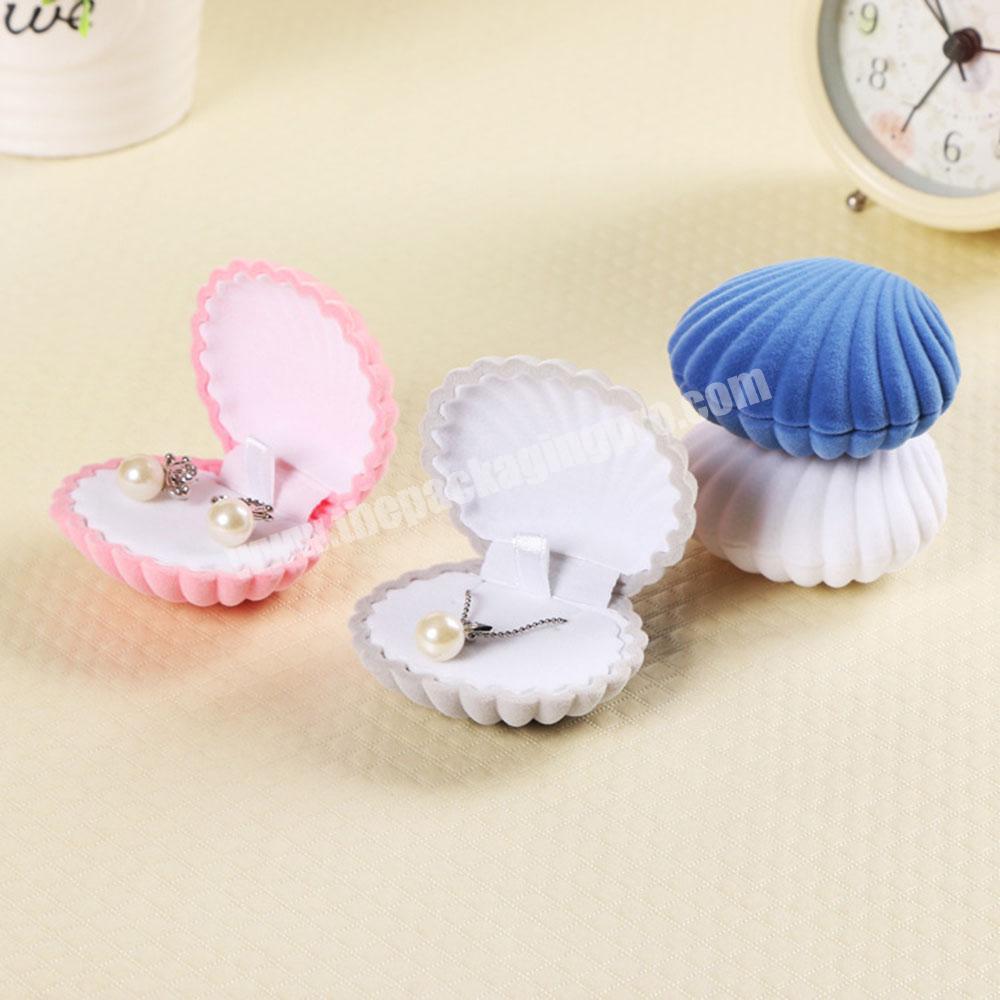 Custom Clamshell Shell Suede Cute Mini Jewelry Rings, Necklaces, Earrings Box Shell With Inserts