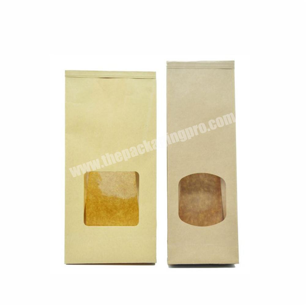 Custom clear window greaseproof Kraft Paper tin tie coffee bean packaging Bag
