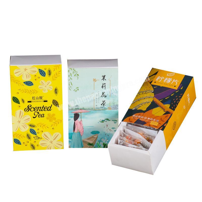 Custom CMYK printing drawer tea packaging paper box for lemon slice