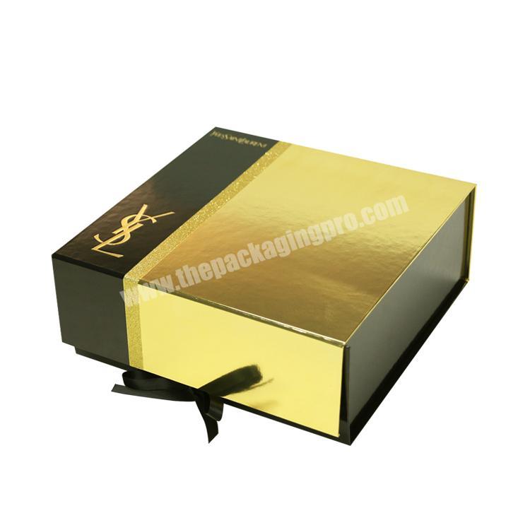 custom collapsible gold cosmetic gift paper box packaging
