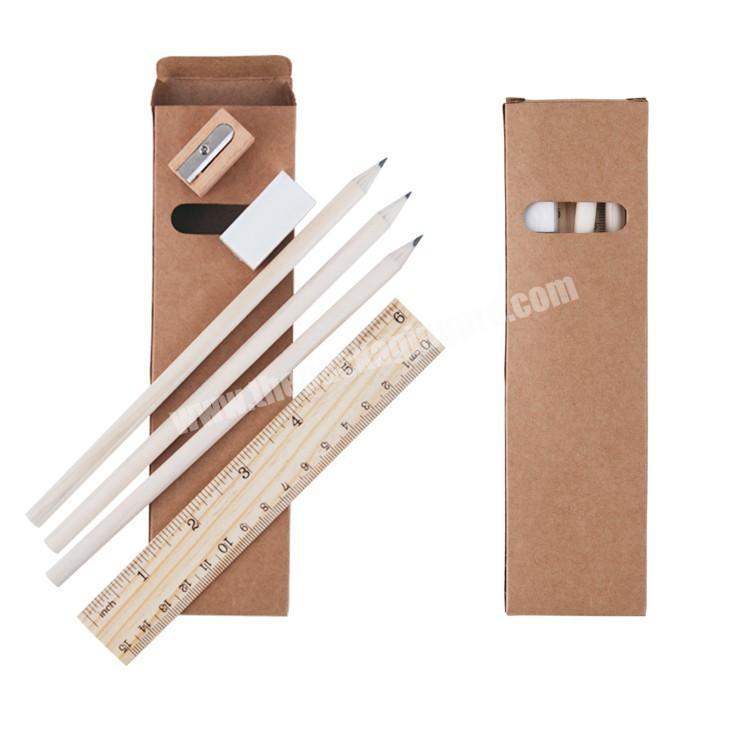 Custom color die cut kraft pencil packaging pencil printed packaging cardboard paper box with window and hanging hole
