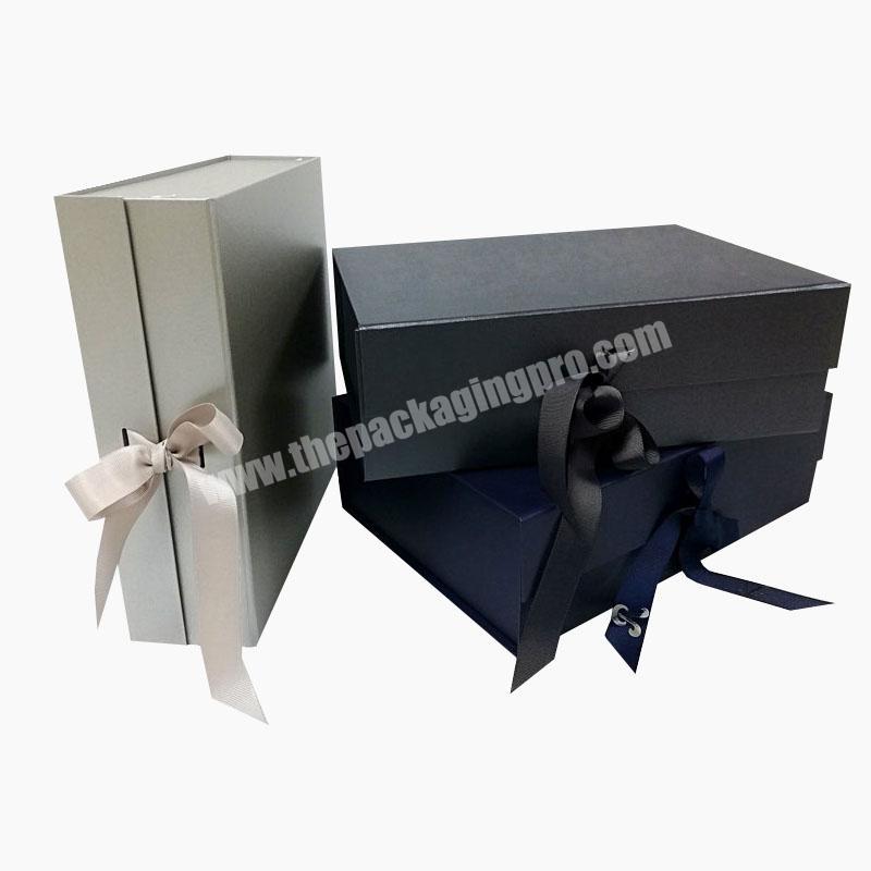 Custom color printed magnetic closure hamper gift box with ribbon