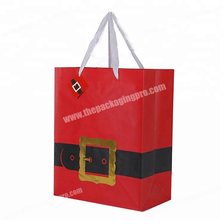 Custom colorful printing golden hotstamping gift bag shopping paper bag with Ribbon Handle
