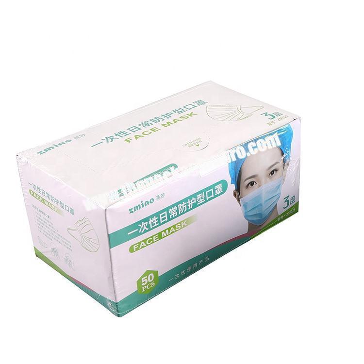 Custom Colorful Printing Mouth Dust Paper Packing Packaging Box for Disposable Medical Surgical Face Mask