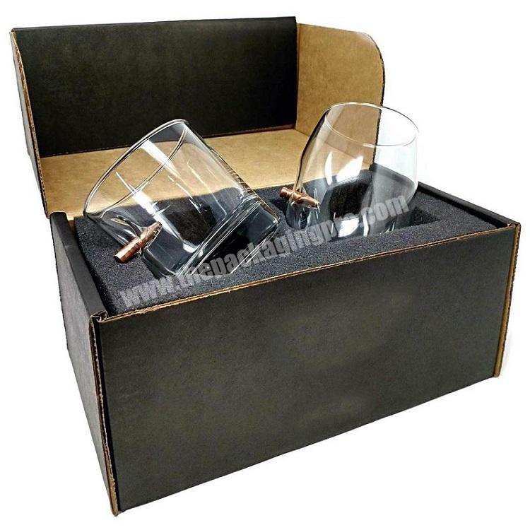 Custom Corrugated Cardboard  Matte Black One Piece Custom Printing Both Sides  Bespoke Glassware Packaging Box