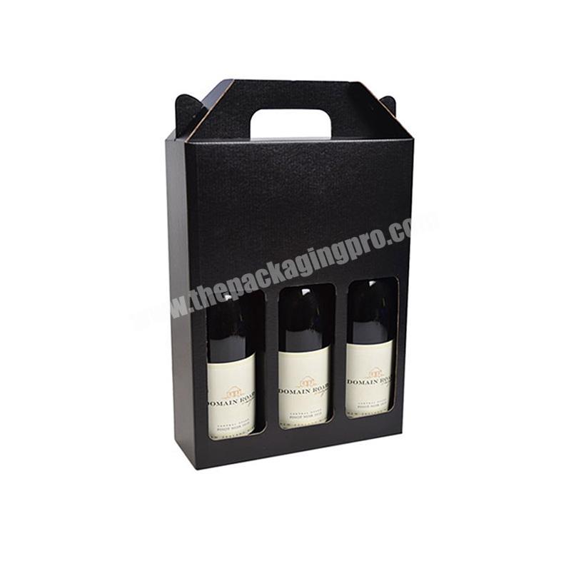 custom craft cardboard wine gift box for 3 bottle
