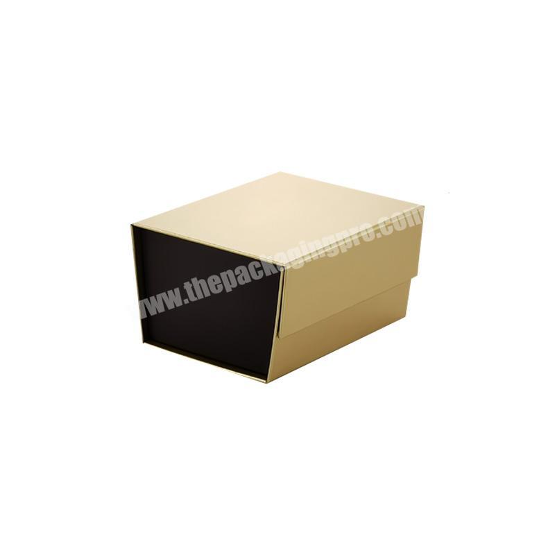 Custom creative design golden trapezoid shape magnetic lid gift box