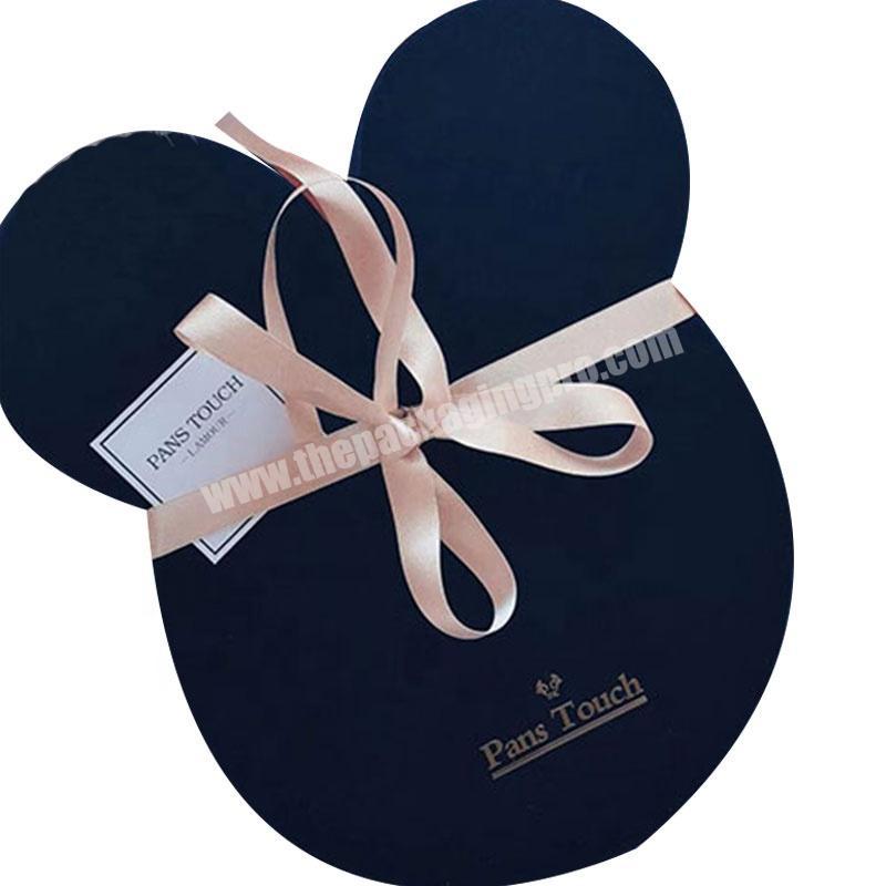 Custom Creative Mouse Head Animal Shape Black Paper Flower Gift Boxes For Roses Packaging