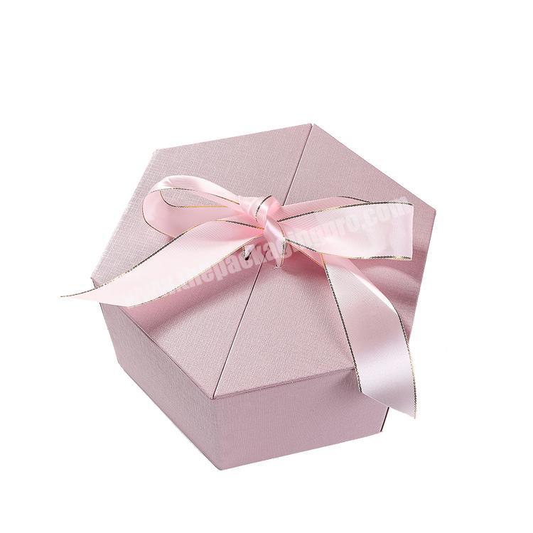 Custom creative ribbon hexagon custom flower box