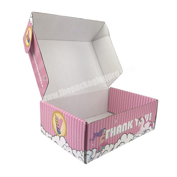 Custom Cuboid Recycled Logo Printed Pink Luxury Corrugated Folding Kraft Paper Packaging Box