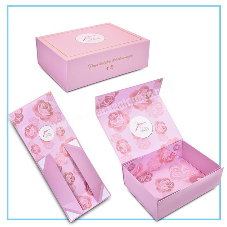 Custom Cuboid Recycled Logo Printed Pink Luxury Folding Gift Paper Packaging Box