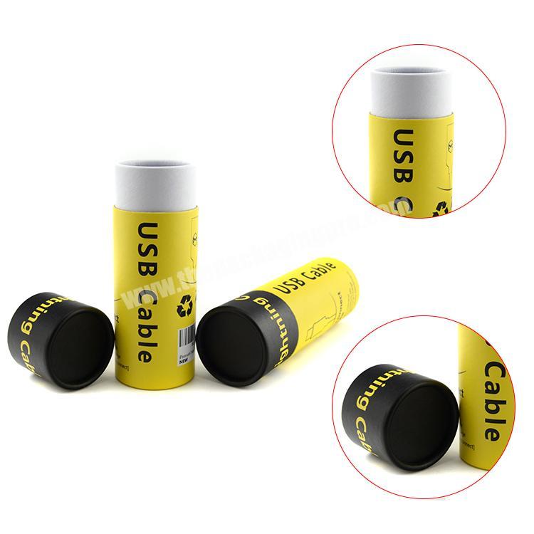 custom cylinder packaging box rolled edge packaging paper tube round usb cable packaging box