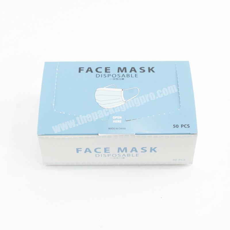 Custom CYMK printing face mask packaging box folding paper box for medical disposable mask