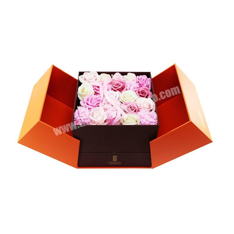 Custom Decoration Cardboard Paper Packaging 2 Doors  Elegant Wedding Flower Gift Packaging  Box