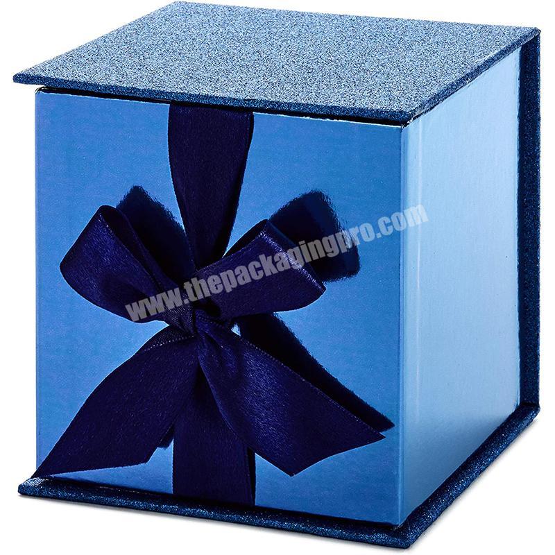 Custom design blue color flat pack floral corrugated paper gift packaging box