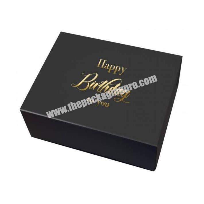 Custom design cardboard gift boxes black rectangular folding paper box
