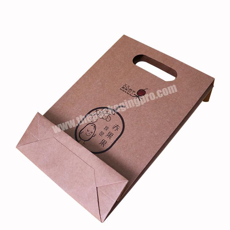 Custom design Dried fruit snack food kraft paper packing printing bags with hangle