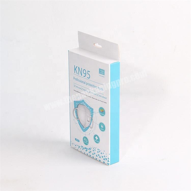 Custom design face mask packaging ivory card paper box for KN95