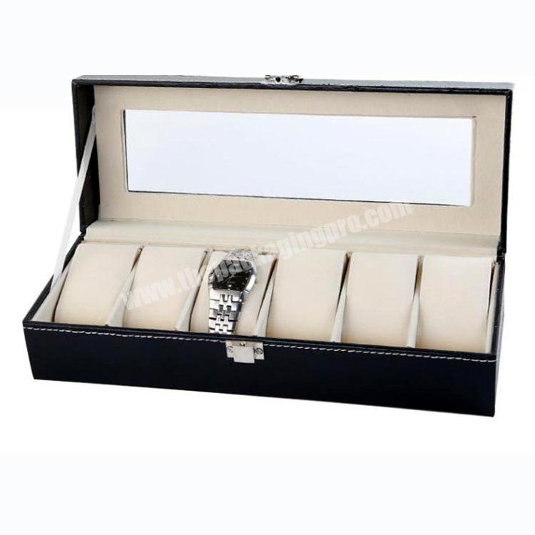 Custom Design Fancy Eco-friendly Wood Leather Wrist Watches Storage Box with Foam For Watch Men Women
