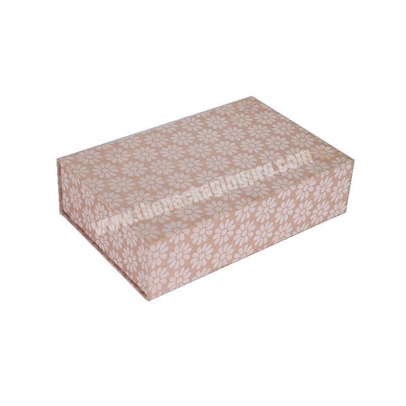 Custom design flower pattern collapsible foldable rigid cardboard underwear packaging assemble gift box