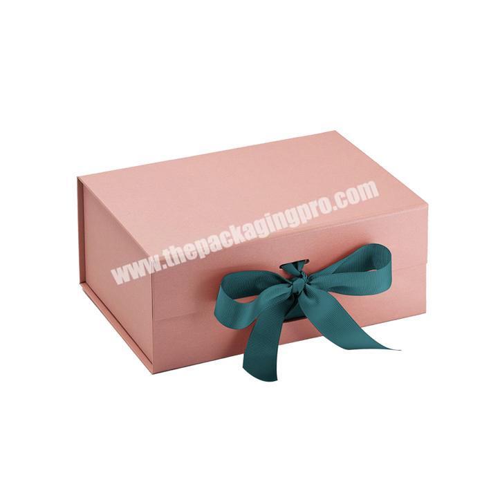 Custom design foldable rigid cardboard pink magnetic gift box