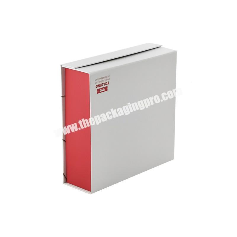 Custom design luxury 25cm square foldable rigid magnet present box for gift