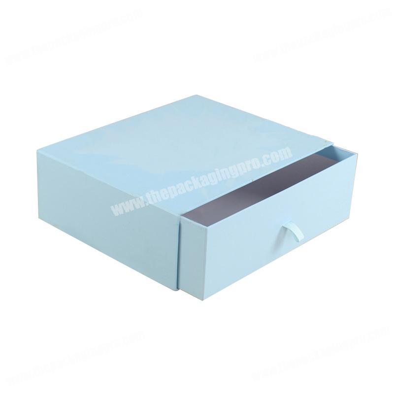 Custom design luxury cardboard small drawer craft packaging gift box with ribbon pull for jewelryshirt