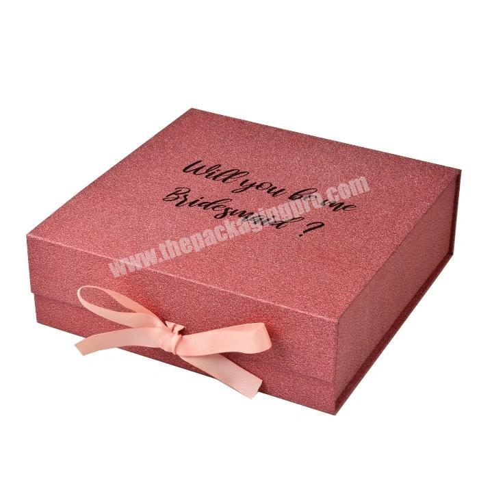 Custom Design Luxury Folding Glitter Box Packaging Boxes with Ribbon