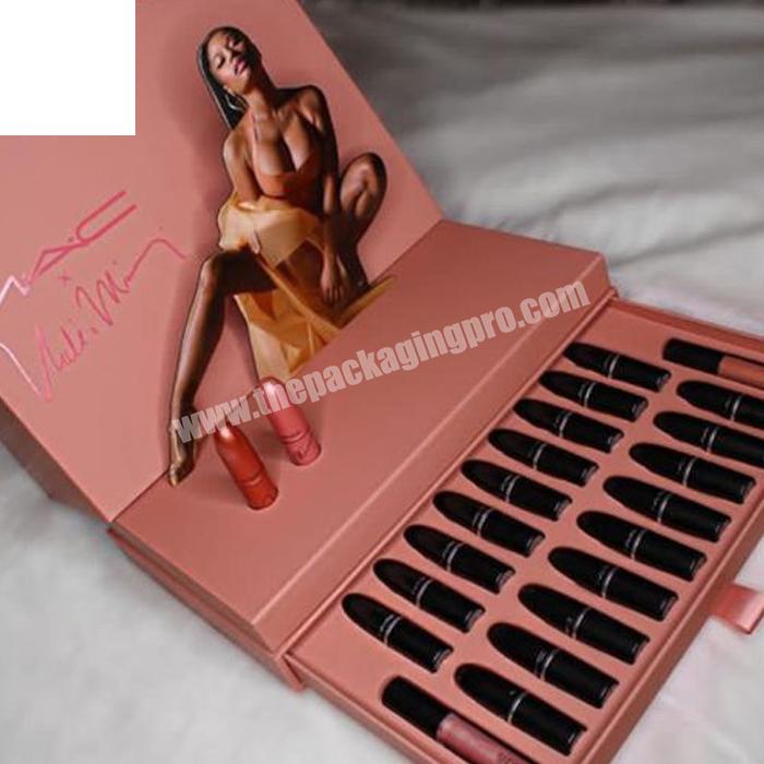 Custom design make up box set skin care packaging lipstick slide cardboard box